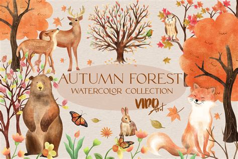 Autumn Forest Watercolor Collection Graphic by Vido Art · Creative Fabrica