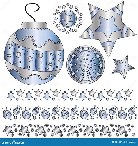 Blue and Silver Christmas Ornaments Stock Vector - Illustration of ...