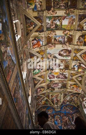 Renaissance frescoes by Michelangelo in the Sistine Chapel, Vatican Palace museums. Vatican City ...