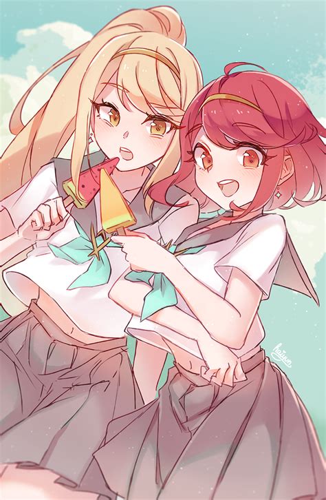 I drew Mythra & Pyra in summer sailor uniforms! : r/Xenoblade_Chronicles