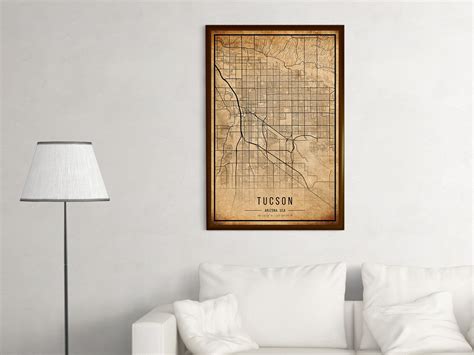 Tucson Vintage Map Poster Tucson Old Map Grunge Tucson Map - Etsy