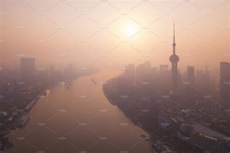 Aerial view of skyscraper and highr featuring china, sunset, and city ...