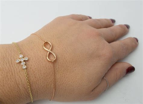 Infinity Bracelet / 14k Rose Gold Infinty Bracelet / Gold Infinity Bracelet / Dainty Infinity ...