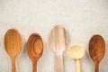 Selection of plain wooden rustic kitchen utensils - Free Stock Image