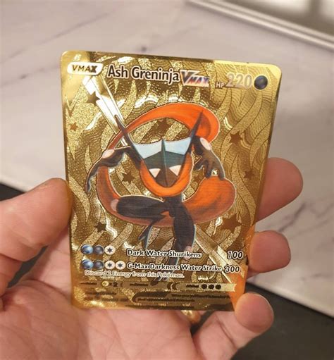 GOLD Shiny Ash Greninja Vmax Pokemon Card METAL Custom Made V | Etsy