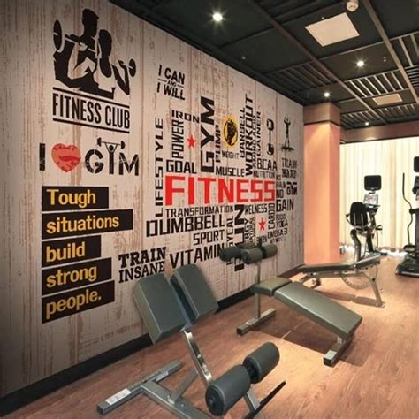 Sports Fitness Gym Wallpaper64"W x 40"H inches / Non-woven Paper | Home ...