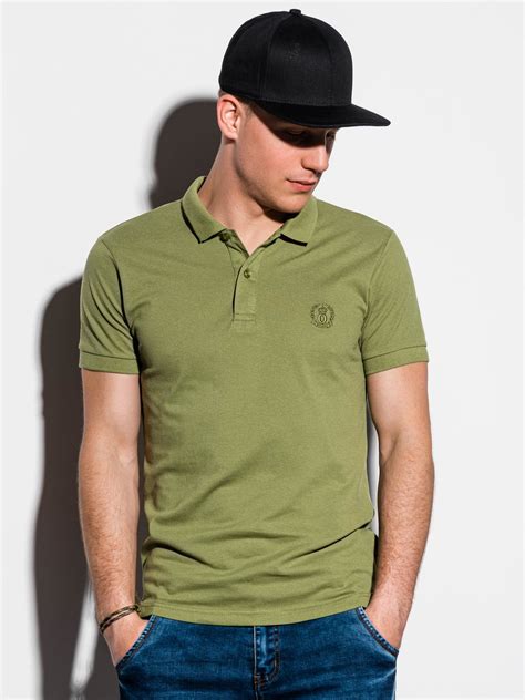 Men's plain polo shirt S1048 - dark green | Ombre.com - Men's clothing online