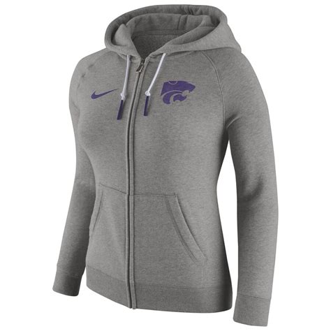 Women's Nike Gray Kansas State Wildcats Stadium Rally Full Zip Hoodie