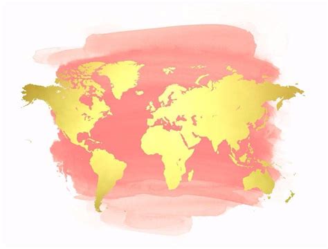 World Map Pink And Gold Poster | tk.gov.ba