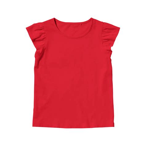 Girls' red cotton blank t-shirt template front view on a transparent background 11018658 PNG