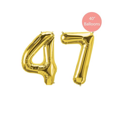 47 Gold Number Balloon, 47 Gold Balloons, Gold 47 Balloon, Jumbo 47 ...