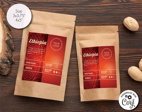 Editable Coffee Bag Label Template Customizable Coffee Bag - Etsy Australia