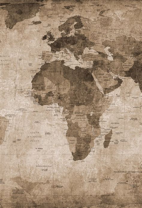 World Map, Brown - Wallpaper | Rebel Walls