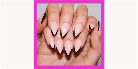 Black And Pink French Tip Nails