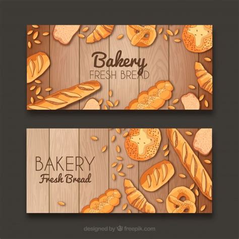 Premium Vector | Bakery banners with pastries and bread | Diseño de logotipo de panadería ...