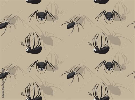 Cute Black Spider Cartoon Background Seamless Wallpaper Stock Vector ...