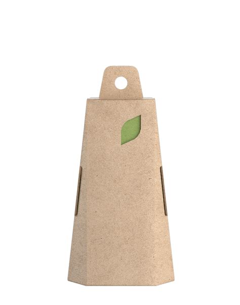 a brown paper bag with a green leaf on it