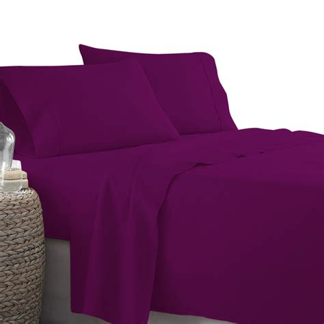 Sleeper Sofa Sheets Queen XL Size (60 x 80 + 5 Inch Deep) (Solid Purple) - 1800 Series Double ...