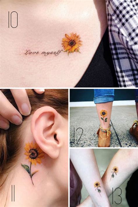 29 Small Sunflower Tattoo Ideas + Designs - tattooglee | Sunflower ...