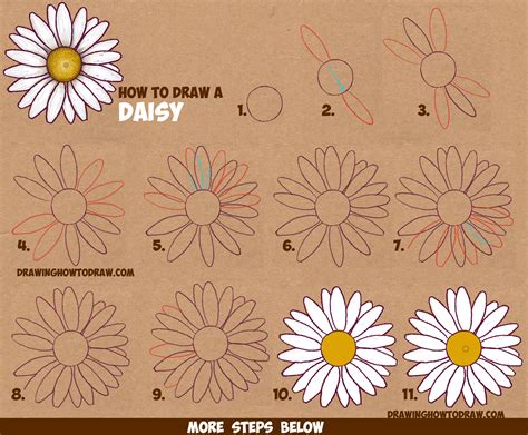 Easy Drawings Step By Step Flowers