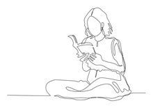 Woman Reading Line Art Free Stock Photo - Public Domain Pictures