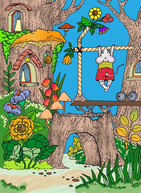 Colouring Pages, Coloring Books, Tree House Drawing, Window Drawing, Adult Coloring Inspiration ...