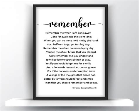 Remember Poem By Christina Georgina Rossetti Printable Wall Art - Shark ...