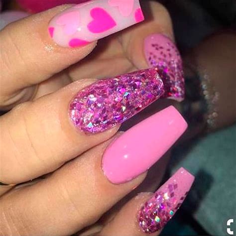 Coffin Valentine Nail Designs Pink