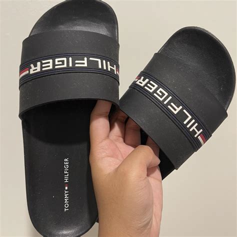 Tommy Hilfiger Women's Black Slides | Depop