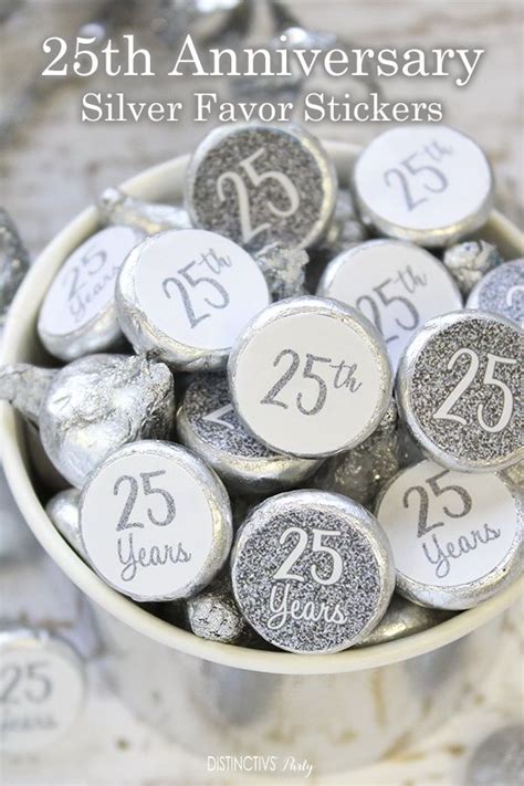 Silver 25th Anniversary Party Favor Stickers - 180 Count | Anniversary party favors, 25th ...