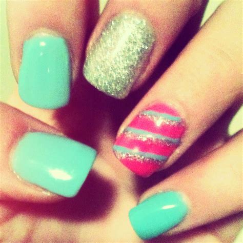 Gel nails. stripes. glitter. | Nails, Gel nails, Get nails