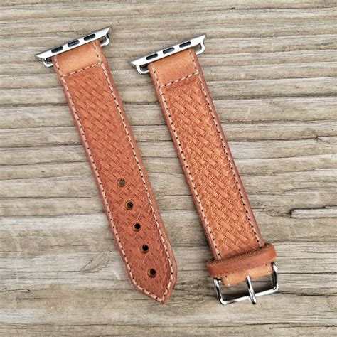 Tooled Leather Smart Watch Band Customized Gift Country Western Style Basket Weave - Etsy