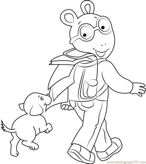 Arthur Going to School Coloring Page for Kids - Free Arthur Printable Coloring Pages Online for ...