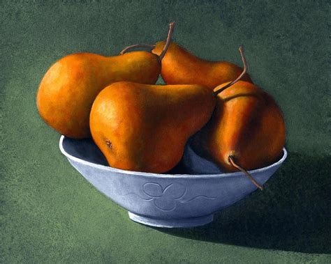 Pears in Blue Bowl Painting by Frank Wilson - Pixels