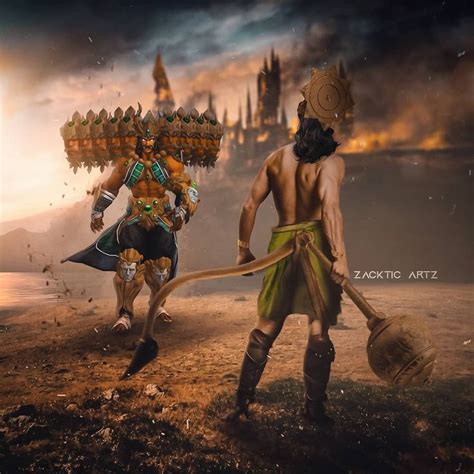 Akash Ak 🗨 on Instagram: “The Battle between hanuman and ravan. Lord hanuman is most powerful ...