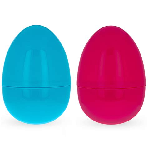 Set of 2 Pink And Blue Giant Jumbo Size Fillable Plastic Easter Eggs 10 ...