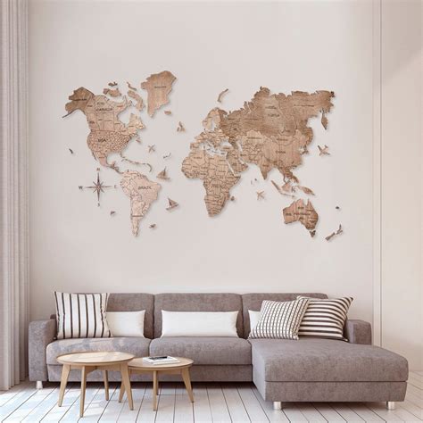 Wooden World Map Wood Large Wall Art Rustic Decor Custom Map | Etsy | World map wall decor, Wall ...