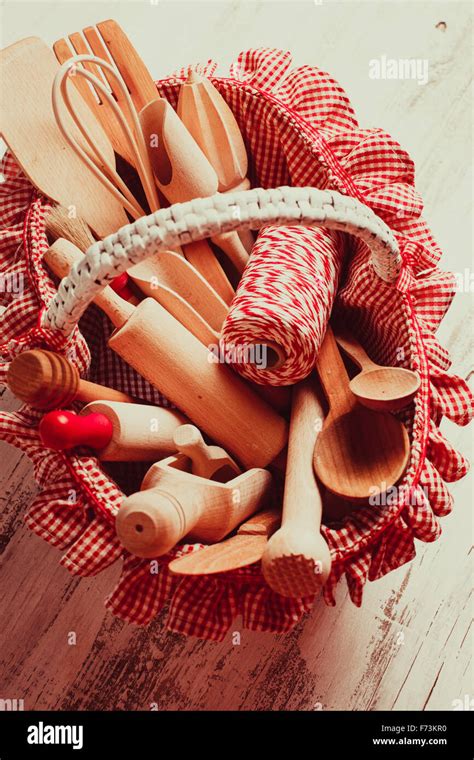 wooden kitchen utensils Stock Photo - Alamy