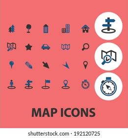 Map Icons Signs Set Vector Stock Vector (Royalty Free) 192120725 | Shutterstock