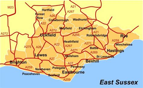 Map of East Sussex