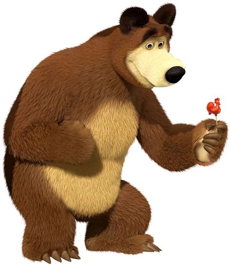 a cartoon bear is holding a flower in his hand and looking at the ...