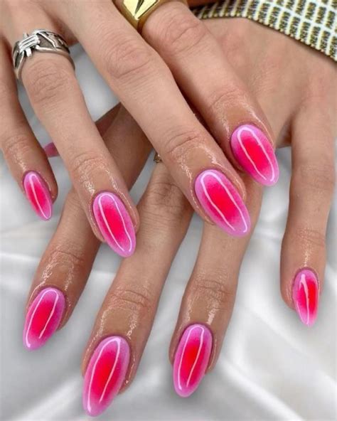 Pink blue purple aura nails with glitter basic clean aesthetic – Artofit