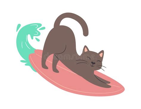 Cat on Surfboard stock vector. Illustration of surf - 273968347