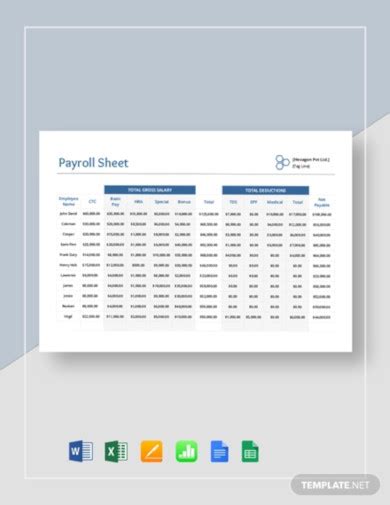 Payroll Sheet - 17+ Examples, Google Docs, Google Sheets, Excel, Word, Numbers, Pages, Pdf