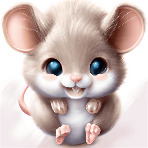 Adorable Cartoon Fluffy Happy Baby Mouse · Creative Fabrica