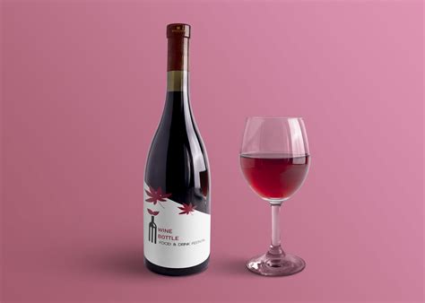 Premium Red Wine Bottle Label Mockup