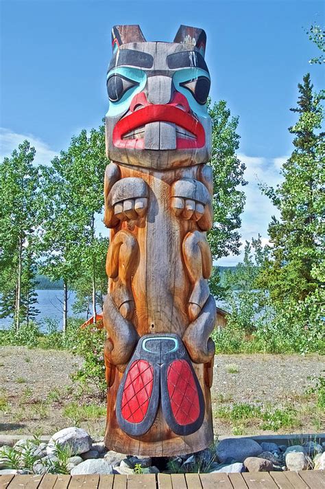 Tlingit Beaver Clan Totem Pole at Tlingit Heritage Center in Teslin, Yukon, Canada Photograph by ...