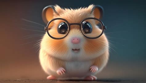 Premium Photo | A hamster with a big round glasses