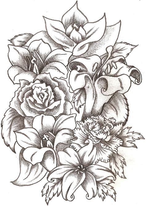 Rose Bouquet Sketch at PaintingValley.com | Explore collection of Rose ...