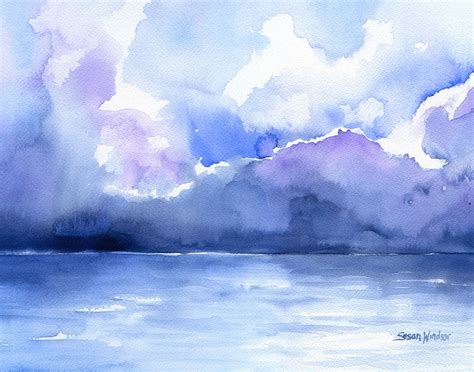 Abstract Ocean Watercolor Painting 14 x 11 Giclee Print